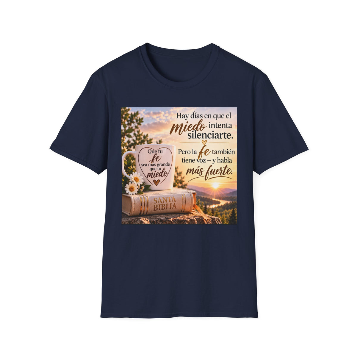 Camiseta Cristiana en Español – Fe Sobre el Miedo | Regalo de Fe e Inspiración | Christian Faith T-Shirt