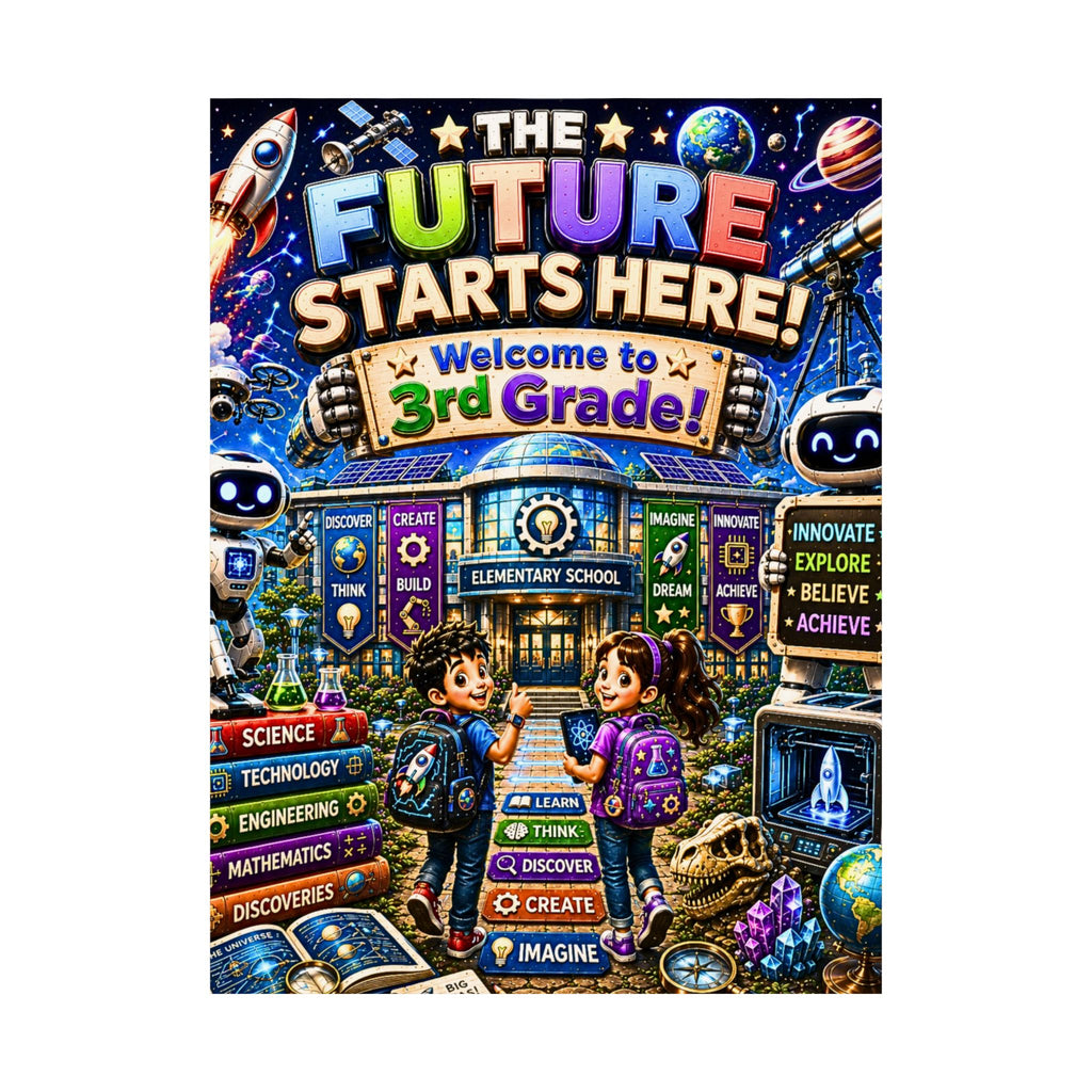 Welcome to 3rd Grade Poster — "The Future Starts Here" Matte Vertical Classroom Print