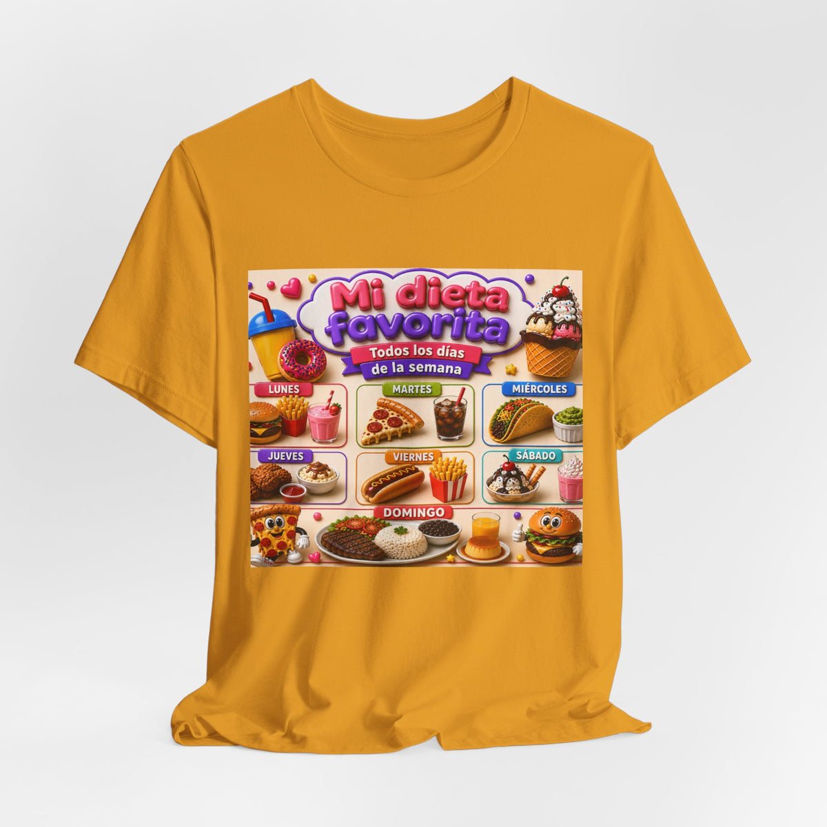 T-Shirt — "Mi dieta favorita: Todos los días de la semana" (Daily Favorite Foods Graphic Tee)