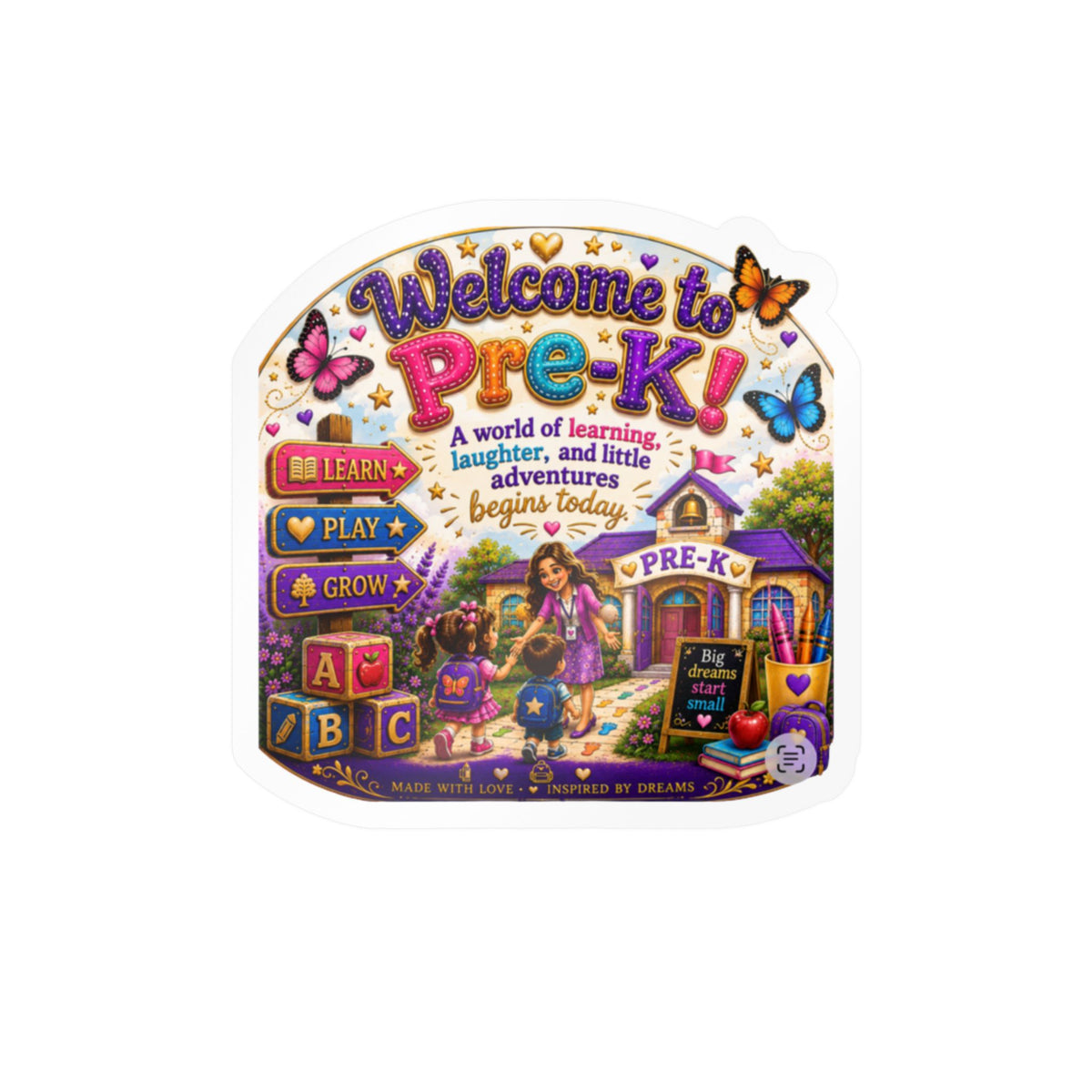 Welcome to Pre-K Vinyl Sticker — Colorful Kiss-Cut Decal for Classrooms & School Doors
