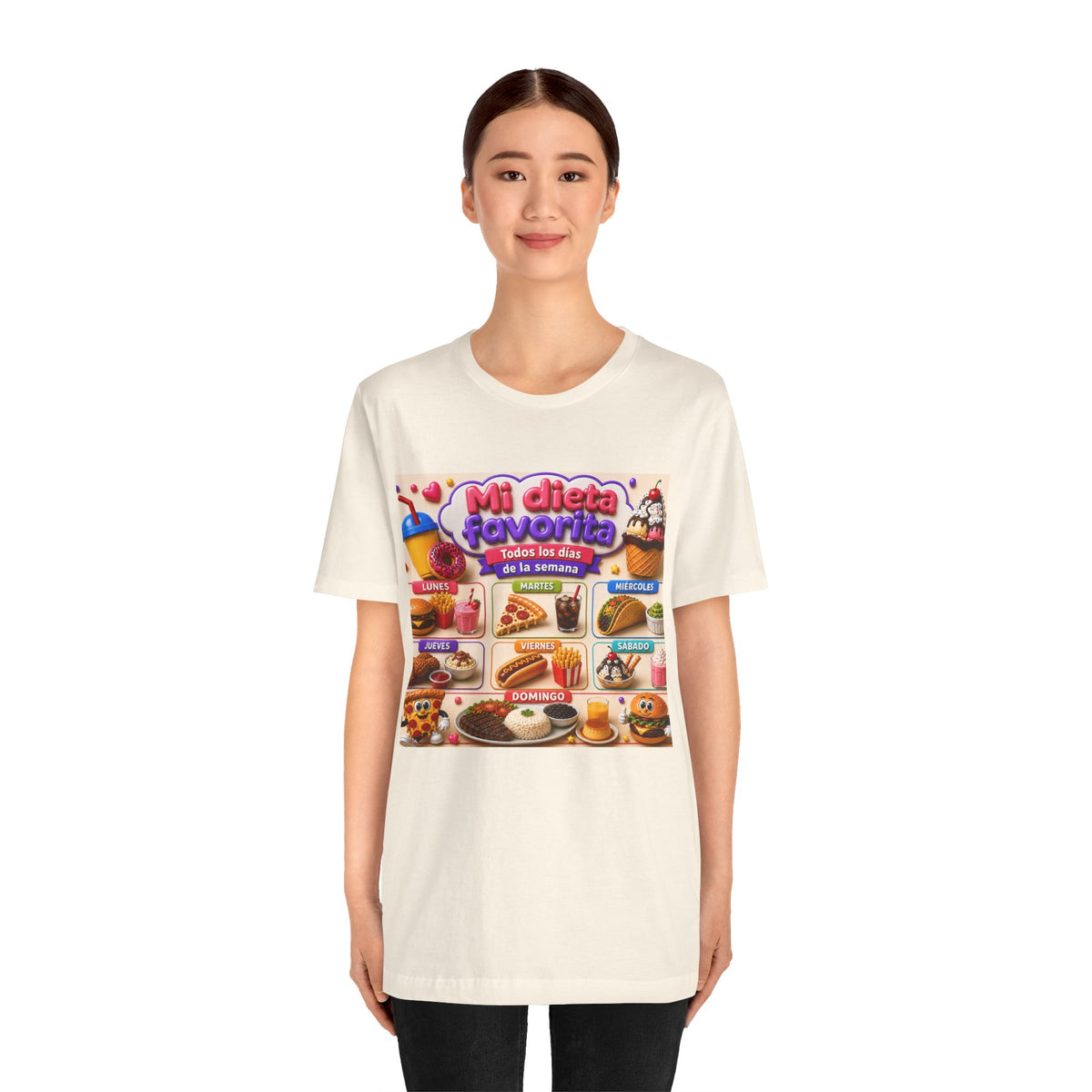 T-Shirt — "Mi dieta favorita: Todos los días de la semana" (Daily Favorite Foods Graphic Tee)