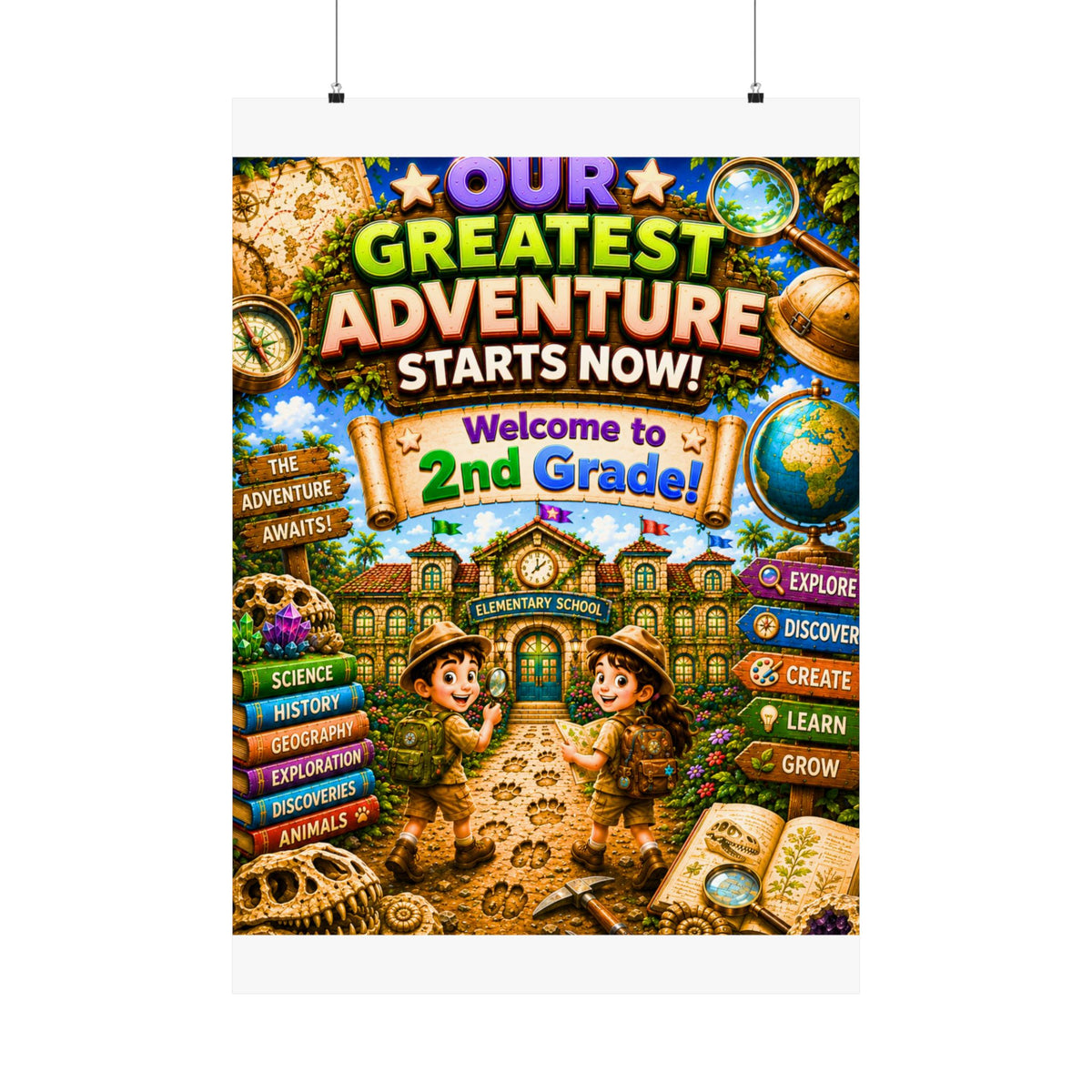 Welcome to 2nd Grade Matte Poster — "Our Greatest Adventure Starts Now" Classroom Decor