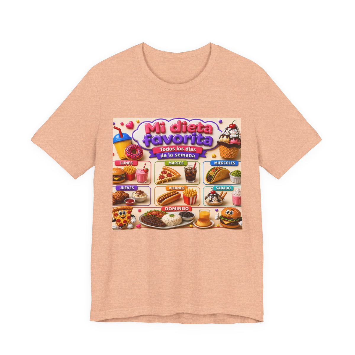 T-Shirt — "Mi dieta favorita: Todos los días de la semana" (Daily Favorite Foods Graphic Tee)