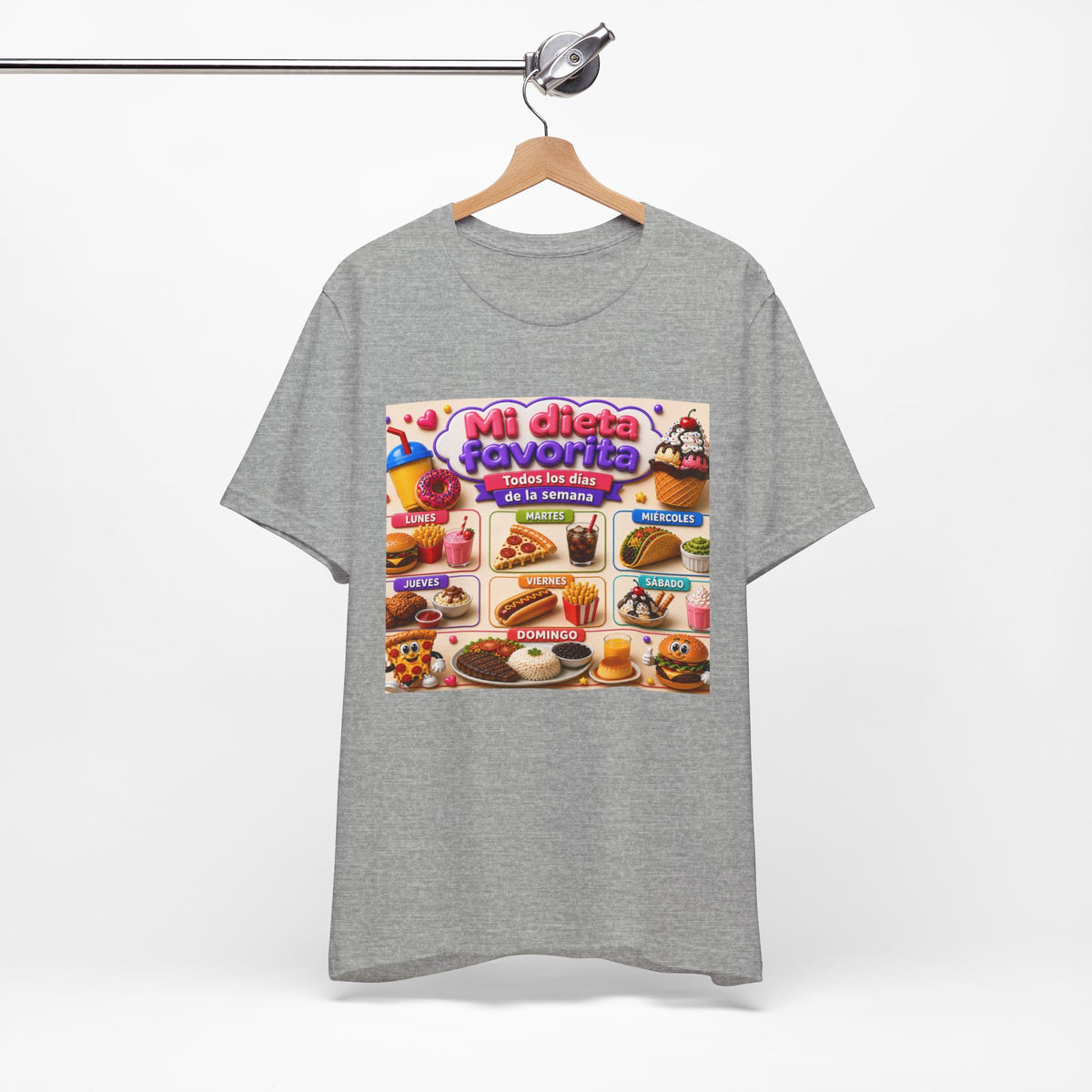 T-Shirt — "Mi dieta favorita: Todos los días de la semana" (Daily Favorite Foods Graphic Tee)