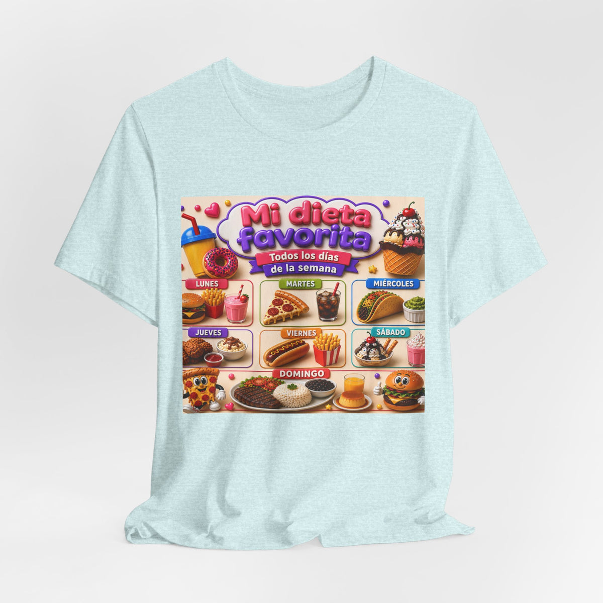 T-Shirt — "Mi dieta favorita: Todos los días de la semana" (Daily Favorite Foods Graphic Tee)